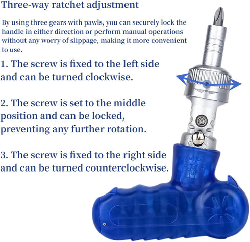 10 IN 1 Magnetic Ratcheting Multi-Bit Screwdriver Set, Adjustable S2 Steel Tool Kit with Blue Shaft