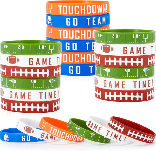 BBTO Football Silicone Bracelet, Motivational Rubber Wristbands for Sport Themed Birthday Party Award Gift (35 Pieces)