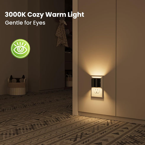 2 Pack, 3-Level Dimmable Night Lights Plug into Wall, LED Night Light Soft Glow Night Lights with Dusk to Dawn Sensor