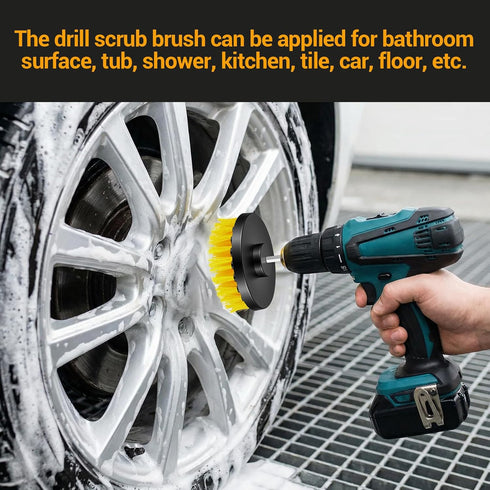moheaaei 12 4 Inch Set Pcs Drill Brush Attachment, Power Scrubber Cleaning Kit Multi Purpose Brushes for Kitchen Tile