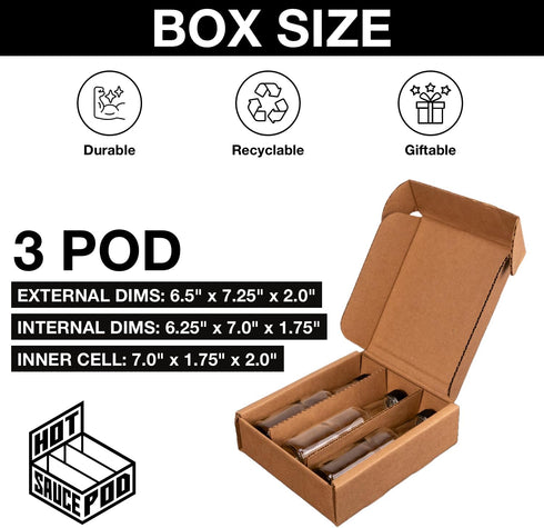 Hot Sauce Pod 5 oz Woozy 1, 2, 3, 4 5-Bottle 8x2x2.5 11.3x7.5x2.4 5-Pack Hot Sauce Bottle Box Sample Kit & Shipping