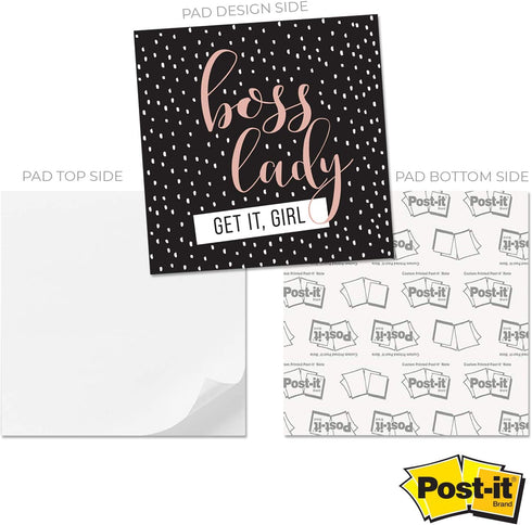 Boss Lady Sticky Note Cube - 600 Sheets Memo Block, 2.75" Printed on 4 Sides, Super Chic Empowering Design