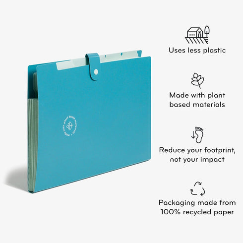 U Brands U-Eco 6 Pocket Poly Expandable Folder, Set of 3, Assorted Brights, Snap Button Closure, Letter Size