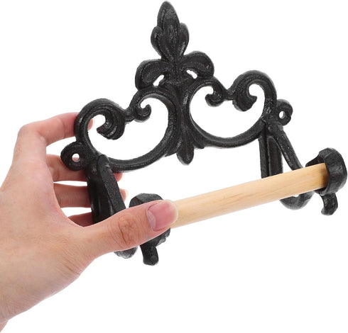 2pcs FOMIYES Vintage Rustic Cast Iron Toilet Paper Holder Wall Mounted Bathroom Paper Towel Rack Farmhouse Style Tissue