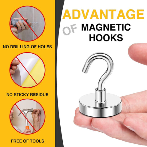 DIYMAG Heavy Duty Magnetic Hooks, 110 lb Strong Magnet with Hook for Hanging, Neodymium Magnet Hooks for Fridge,