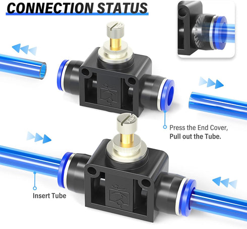 TAILONZ PNEUMATIC Air Flow Control Valve with Push-to-Connect Fitting, 6MM Tube OD SCF-6 (Pack of 5)