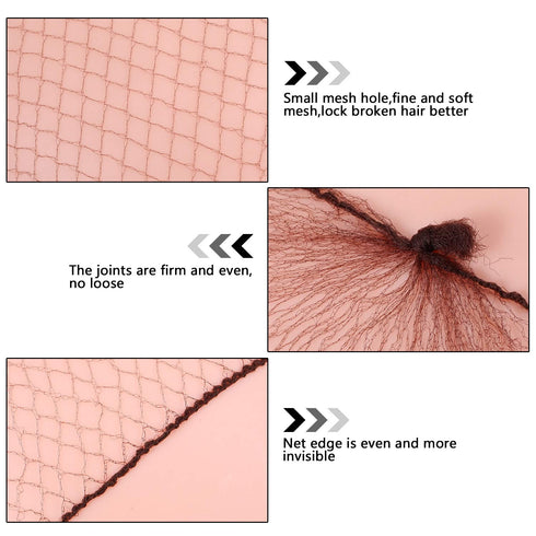 Shappy 200 Pcs Brown Hair Nets for Women, 20 Inch Bun Invisible Edge Mesh Wig Nets for Food Service