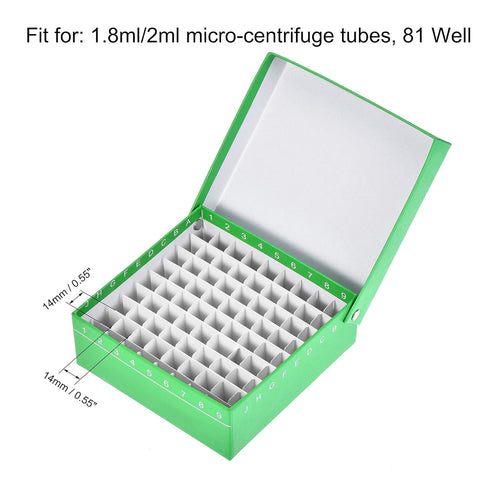 uxcell Centrifuge Tube Freezer Storage Box, 81-Well Waterproof Cardboard Holder for 1.8ml/2ml Tubes