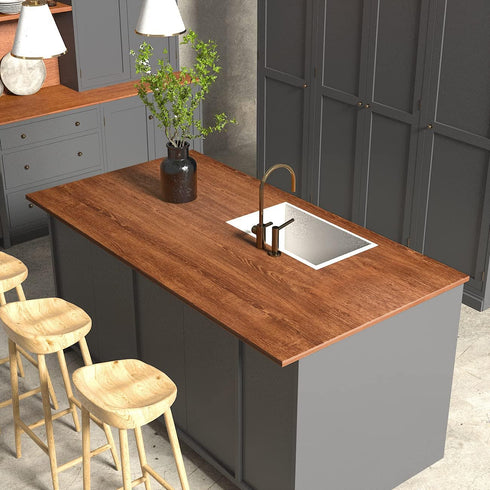 80" 16" Decorative Walnut Wood Grain Wallpaper, x Peel and Stick Self-Adhesive Removable Red Oak Contact Paper