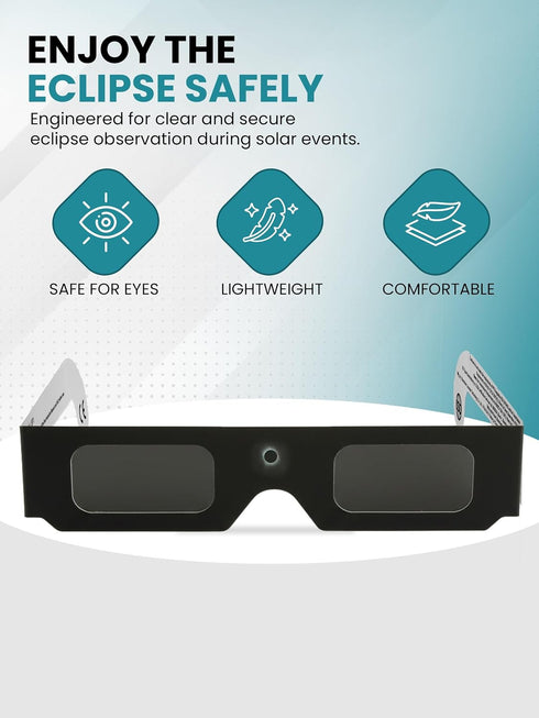 12312-2 1 Pack SPORTS WORLD VISION Solar Eclipse Glasses, ISO & CE Certified, Perfect Paper Glasses, Safe Shades