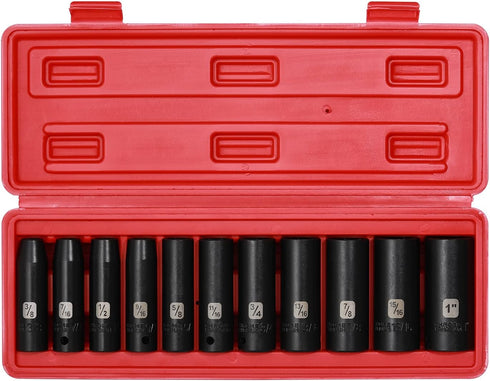 EMENTOL 11PCS 1/2" Drive Deep Impact Socket Set, 6-Point, CR-V, 11 Pieces