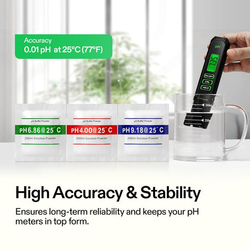 VIVOSUN 18-Pack pH Meter Buffer Solution Powder, pH 6.86/4.00/9.18 for Easy pH Tester Calibration
