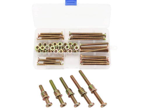 LBY 25 Sets 1/4×13mm Threaded Inserts Nuts and Bolt Assortment Kit, Zinc Plated Carbon Steel
