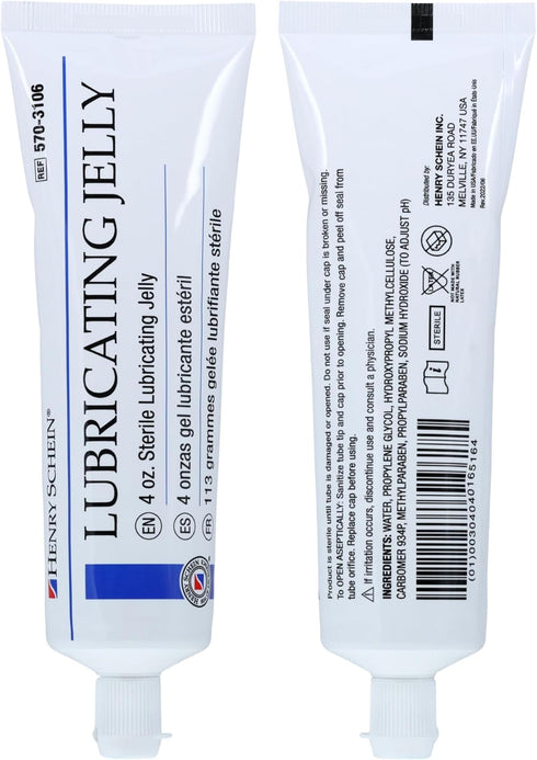 Henry Schein Sterile Lubricating Jelly 4 oz Flip-Top Tube, Water-Soluble, Non-Greasy Formula