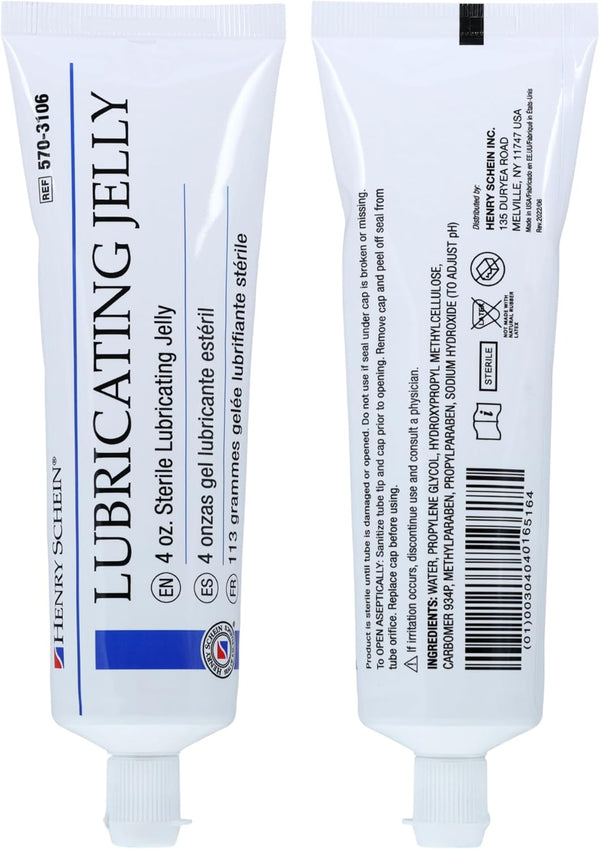 Henry Schein Sterile Lubricating Jelly 4 oz Flip-Top Tube, Water-Soluble, Non-Greasy Formula