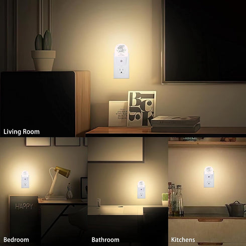 Cute Koala Mom and Baby Night Lights Plug into Wall for Girls Boys Room,Night Light LED Lamp Dusk to Dawn Sensor Round