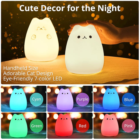 GoLine Cat Lamp, Cute Kitty Night Light, Gifts for Women Teen Girls Baby, Night Lights for Kids Bedroom, Cute Christmas