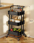 Pipishell 3 Tier Mesh Utility Cart, Rolling Metal Organization Cart with Handle and Lockable Wheels for Kitchen Living