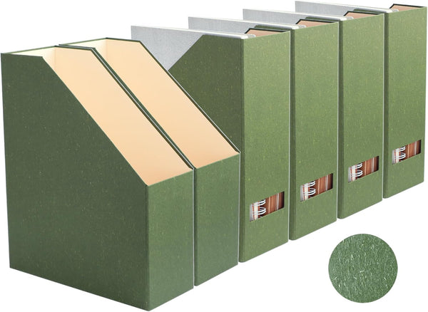 Magazine Holder Rack, 6-Pack Leaf Green File Holder and Desk Organizer for Documents, Storage Box for Office and Home
