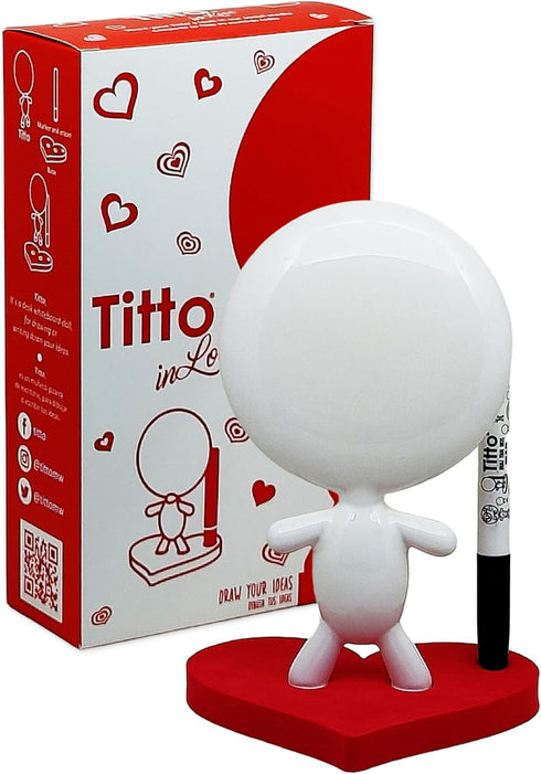 Dry Erase Board - TITTO in Love, Ceramic Desk Whiteboard Doll for Red Office Decor Design - Keep Your Message