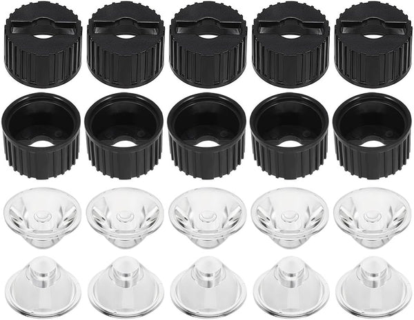 uxcell 10 pcs 20mm LED Lens 15 Degree with Black Holder for 1W 3W High Power LED Light