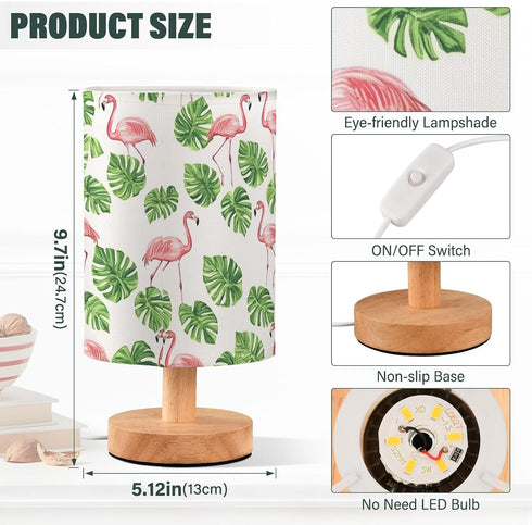 ALAZA Flamingo Tropical Palm Leaves Bedside Table Lamp for Bedroom Living Room Nightstand LED Light Lamps,Bedside Lamps