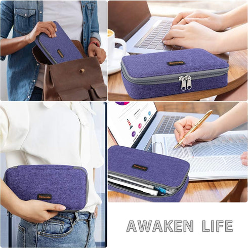Homecube Big Capacity Pencil Case, Oxford Cloth Bag Storage Pouch for Marker Pen, Cute Stationery Organizer with Zipper