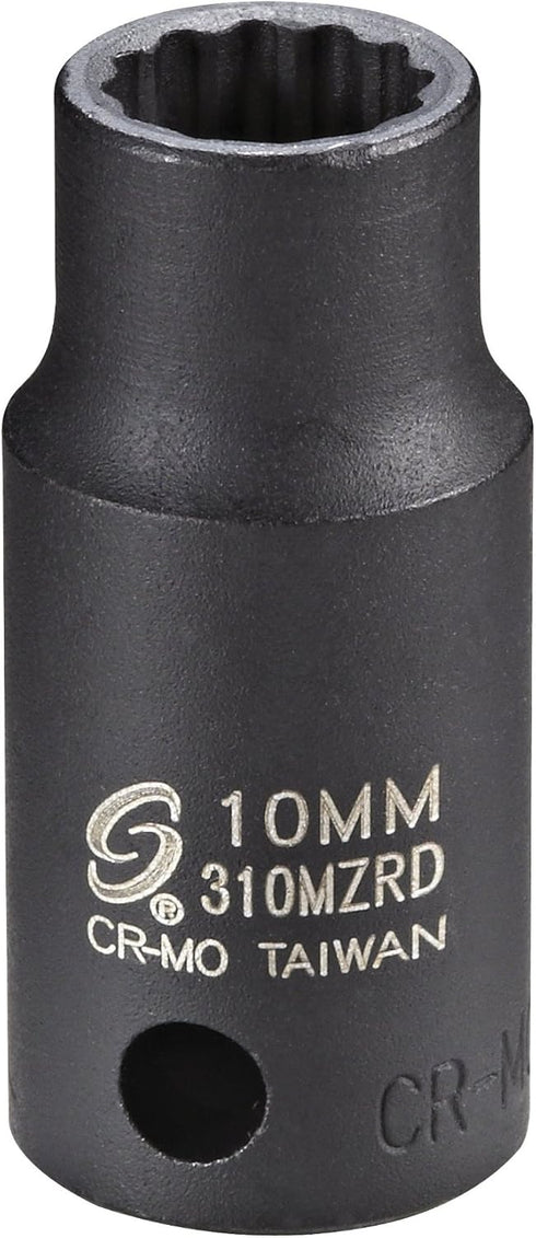 Sunex 310MZRD 10mm 12-Point Semi-Deep Impact Socket, 3/8-Inch Drive