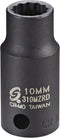 Sunex 310MZRD 10mm 12-Point Semi-Deep Impact Socket, 3/8-Inch Drive
