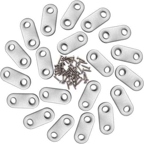 Onwon 20 Pieces Straight Flat Corner Brace 37 by 16 mm Stainless Steel