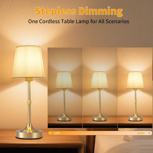 Lamp,5200mAh Dimmable Cordless Rechargeable Table Battery Operated LED Light,Fabric Shade Cordless Lamp
