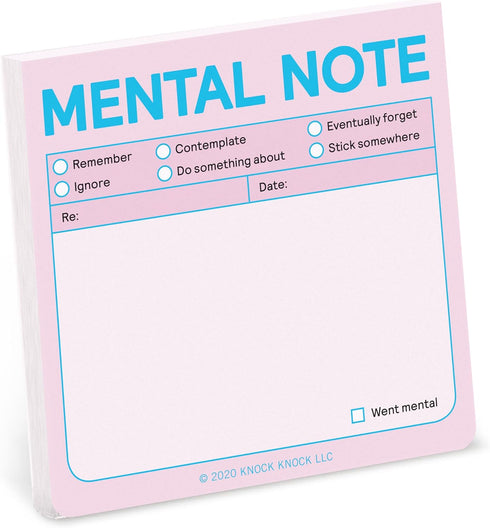 Knock Knock Mental Note to Do Sticky Note Pad, 1-Count, 3 x 3-inches, 100 Sheets (Pastel Edition)