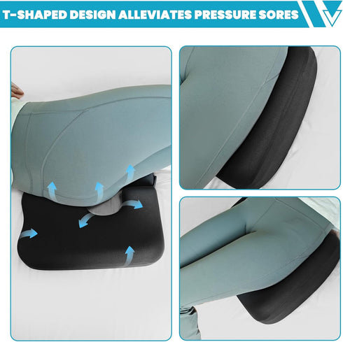 FOUXTEL 4.5" Tailbone 100% Tailbone Donut Pillow for Pain, Memory Foam Bedsore Pressure Relief Pillow, Thick Anti