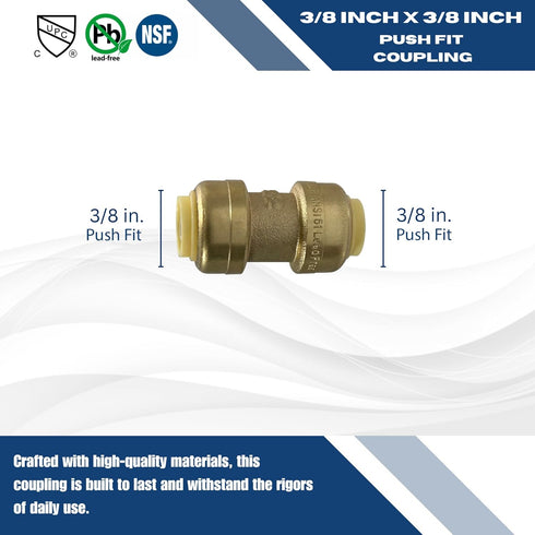 5 Pcs XFITTING Push Fit 3/8 Inch Coupling, 3/8" Push Fit