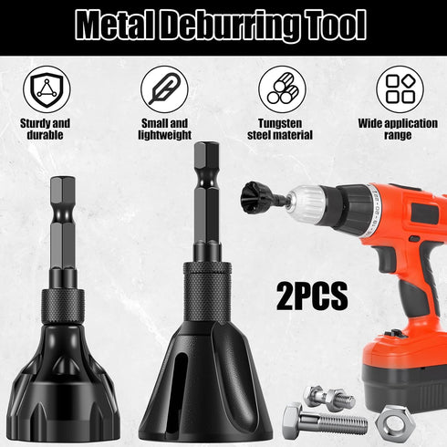 2Pcs Deburring External Chamfer Tool, Safe Screw Deburring Chamfering Drill Bit, Tungsten Steel Hex Shank Remove Burr Tool, Metal Thread Burr Remover for 0.12inch-0.79inch Metal