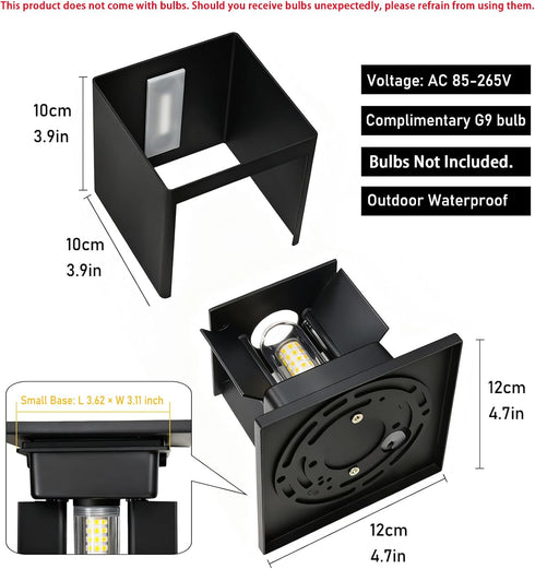 G9 1-Pack, Bulb Modern Wall Sconces Outdoor Waterproof Up and Down Adjustable Wall Light Fixtures Replaceable Black