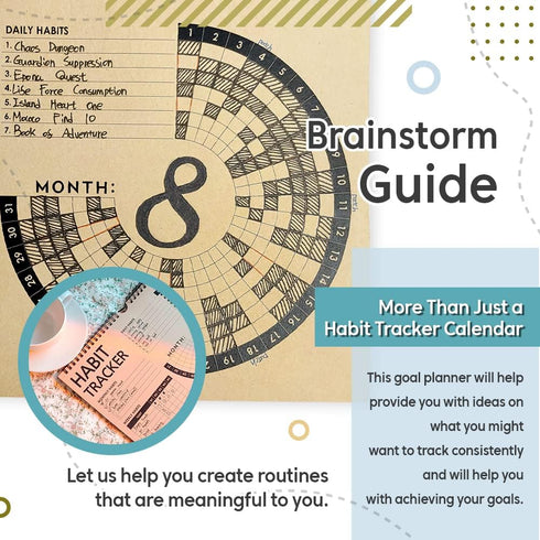 Habit Tracker Journal 2021 Goal Planner, Spiral Binding Weekly Monthly Calendar & Notepad, 12+1 Month Undated