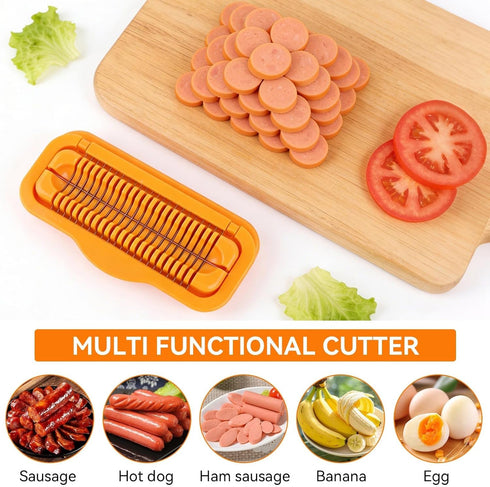 Kukyller 8.27in Hot Dog Slicing Tool, Stainless Steel Sausage Cutter Hot Dog Slicer Sausage Cutter Hotdog Sausage
