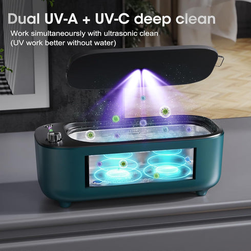47KHz 50KHz, Ultrasonic Jewelry Cleaner, Smart Variable Frequency - Professional Sonic Cleaning Machine with UV
