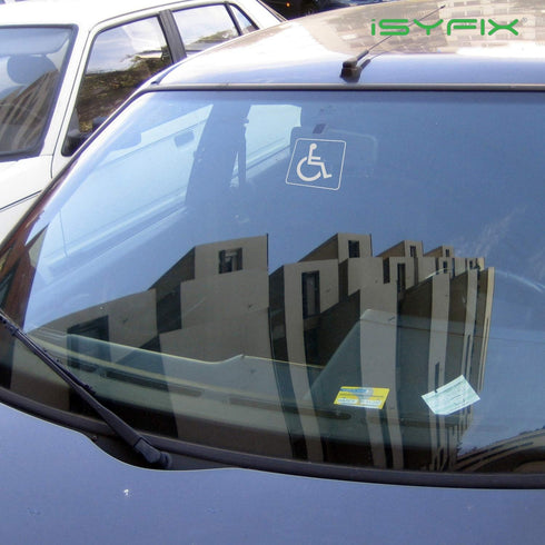 iSYFIX Handicap Signs Stickers Decal Symbol - 4 Pack, 3x3 Inch, Premium Vinyl for Window or Glass Door