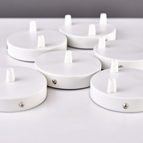 1-Port 4.7in (120mm) (BA-C101W) BRIGHTTIA White Ceiling Canopy with Nylon Cord Grip - Plug-in Pendant to Hardwire