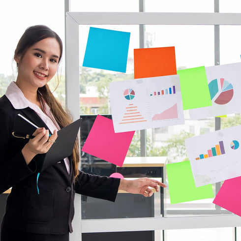 Big Sticky Notes - Bright Colors Self Stick Pads, Large Note Pads for Home, Office, Notebook Supplies 4 Pads 100 Sheets