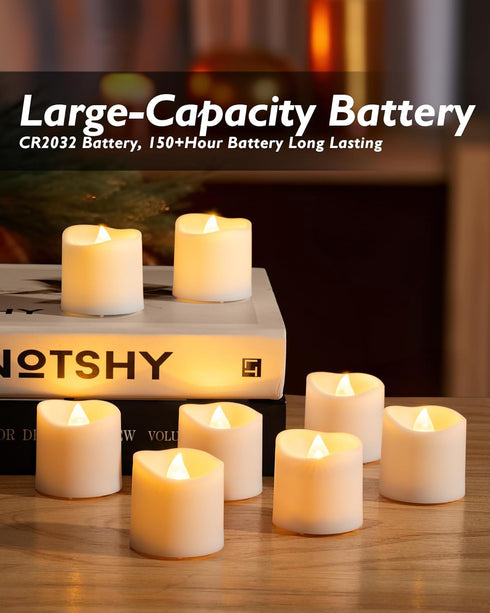 Homemory 12 Pack Timer Flameless LED Votive Candles, Battery Operated Tea Light with Timers for Wedding Decorations
