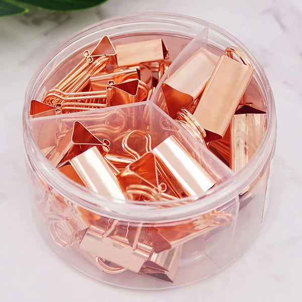 Binder Clips Paper Clamps, Assorted Sizes Set for Office, School, and Home Supplies (Rose Gold)
