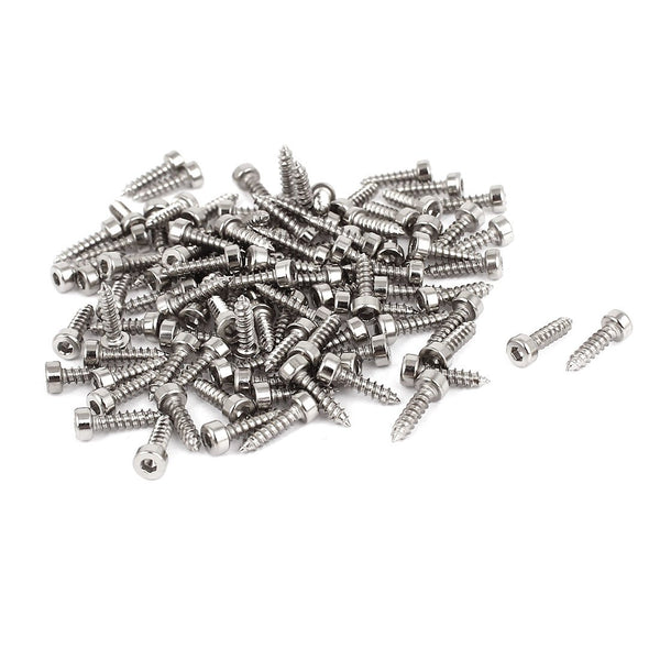uxcell M2 Hex Socket Head Cap Self-Tapping Screw, 100Pcs M2x8mm 304 Stainless Steel
