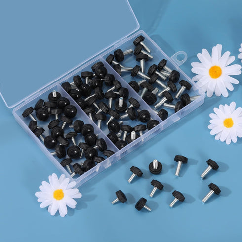 Impnit 30PCS 3 Screw(M4M5M6) Size Threaded Knurled Thumb Screws, Monitor Screws Vesa Screws Carbon Steel Clamping Knobs