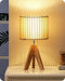 EDISHINE 14.17" Small Table Lamp, Wood Tripod Bedside Lamp, Natural Wood-Colored Hollow