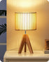 EDISHINE 14.17" Small Table Lamp, Wood Tripod Bedside Lamp, Natural Wood-Colored Hollow