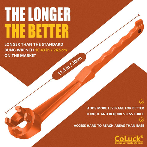 Drum Wrench 2Packs, Aluminum Gallon Bung Wrench Barrel Dung Wrench Drum Opener Tool for Opening 10 15 20 30 50 55 Gallon Drum, Fits 2 inch and 3/4 inch Drum Plug Orange by CoLuck