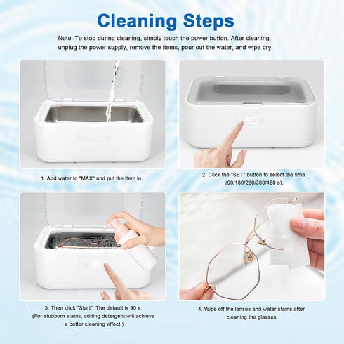49kHz 40W 27oz 304 5 Ultrasonic Jewelry Cleaner Professional Sonic Cleaner, Stainless Steel Tank, Modes Digital Timer
